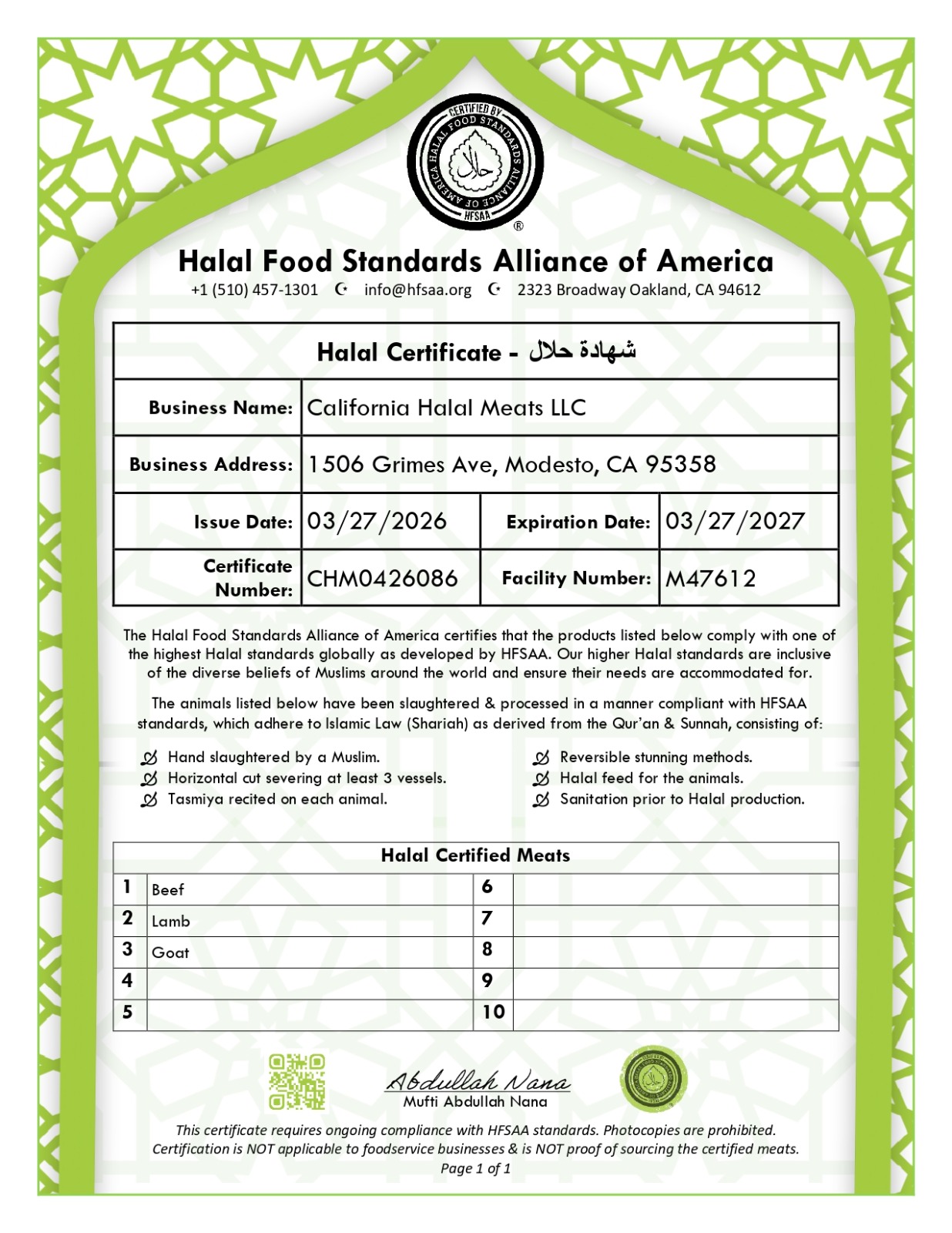 Halal certification for Farmers Fresh